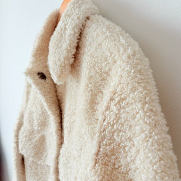 Zara Double Faced Sherpa Teddy Soft Jacket Ecru White BLOGGER FAV Size XS - Picture 8 of 10